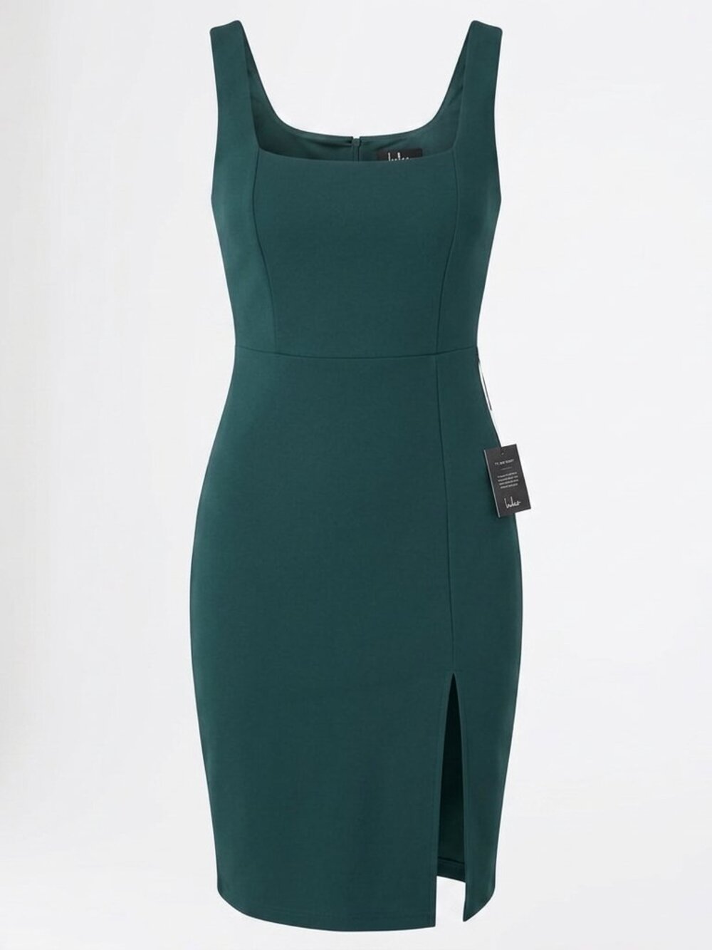 Lulus Dark Teal Square Neck Midi Dress NWT Sexy Side Slit Sophisticated Chic XL